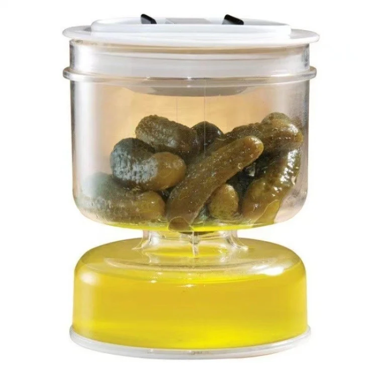 Kitchen Wet And Dry Separate Pickle Jar Plastic Wet And Dry Dispenser Hourglass Can, Style: Round Extension With Fork - Image 3