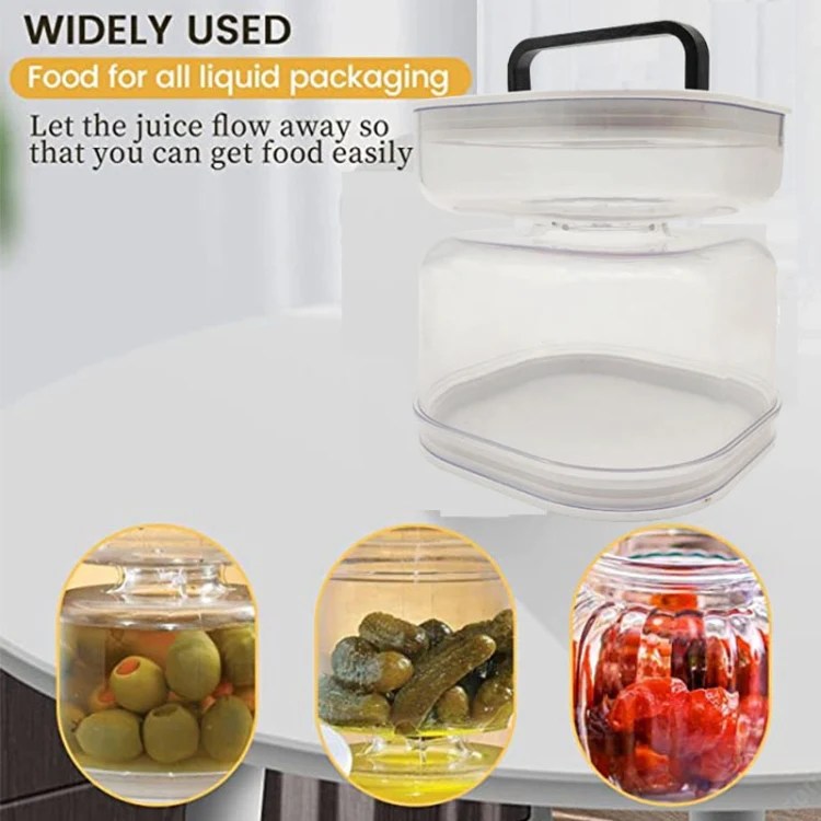 Kitchen Wet And Dry Separate Pickle Jar Plastic Wet And Dry Dispenser Hourglass Can, Style: Round Extension With Fork - Image 9