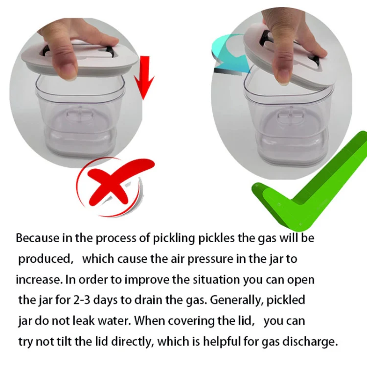 Kitchen Wet And Dry Separate Pickle Jar Plastic Wet And Dry Dispenser Hourglass Can, Style: Square With Air Vent - Image 6