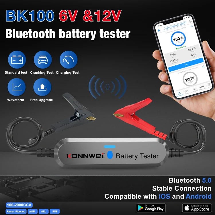 KONNWEI BK100 X431 BST360 Car Bluetooth Battery Tester(Silver) - Image 4