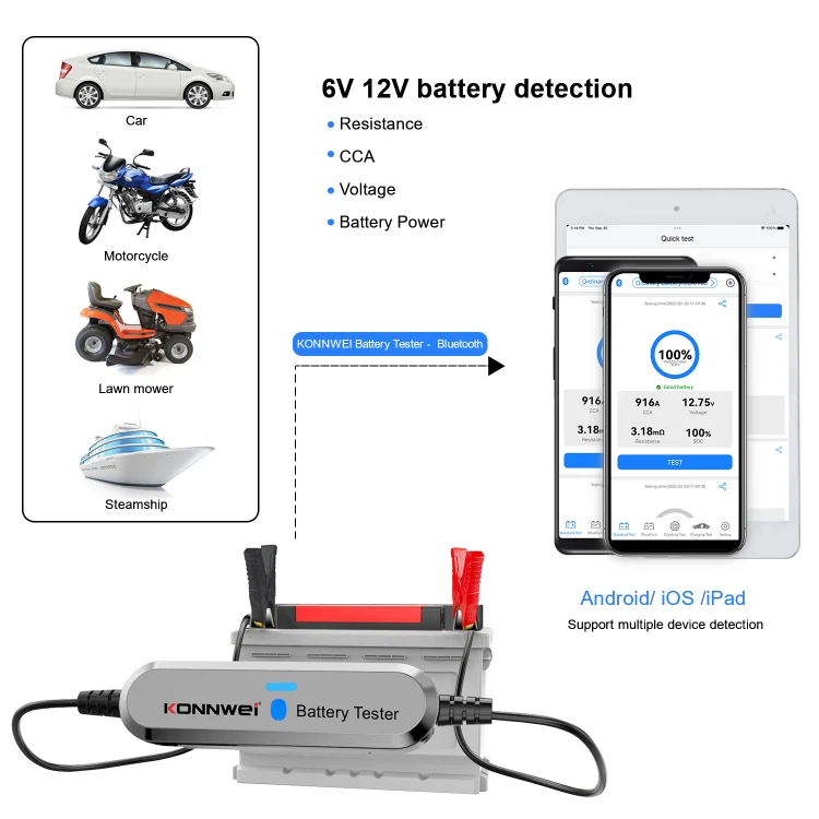KONNWEI BK100 X431 BST360 Car Bluetooth Battery Tester(Silver) - Image 6