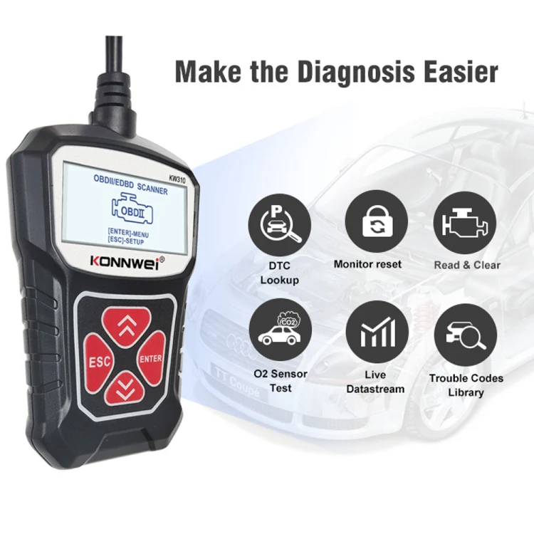 KONNWEI KW310 OBD Car Fault Detector Code Reader ELM327 OBD2 Scanner Diagnostic Tool(Black) - Image 7