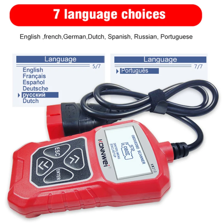KONNWEI KW310 OBD Car Fault Detector Code Reader ELM327 OBD2 Scanner Diagnostic Tool(Red) - Image 12