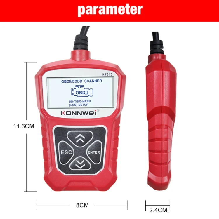 KONNWEI KW310 OBD Car Fault Detector Code Reader ELM327 OBD2 Scanner Diagnostic Tool(Red) - Image 16