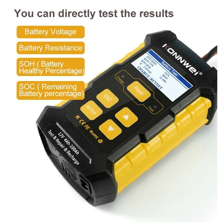 KONNWEI KW510 3 in 1 Car Battery Tester / Charger / Repairer, Support 8 Languages(US Plug) - Image 12