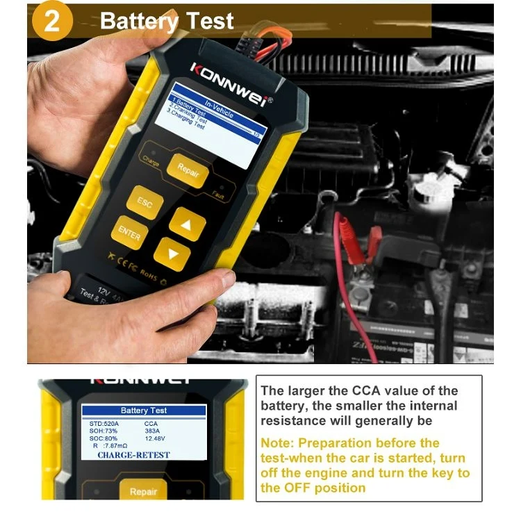 KONNWEI KW510 3 in 1 Car Battery Tester / Charger / Repairer, Support 8 Languages(US Plug) - Image 13