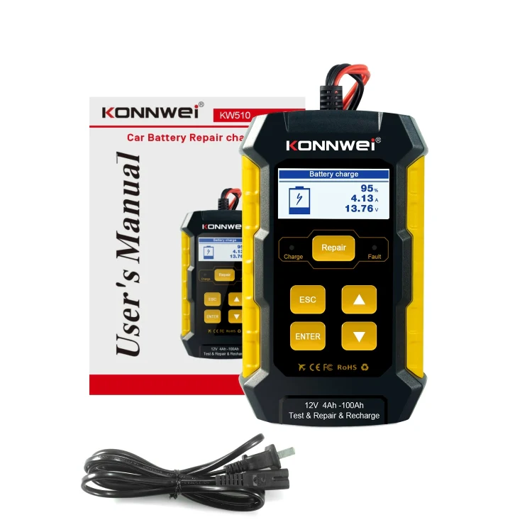 KONNWEI KW510 3 in 1 Car Battery Tester / Charger / Repairer, Support 8 Languages(US Plug) - Image 21