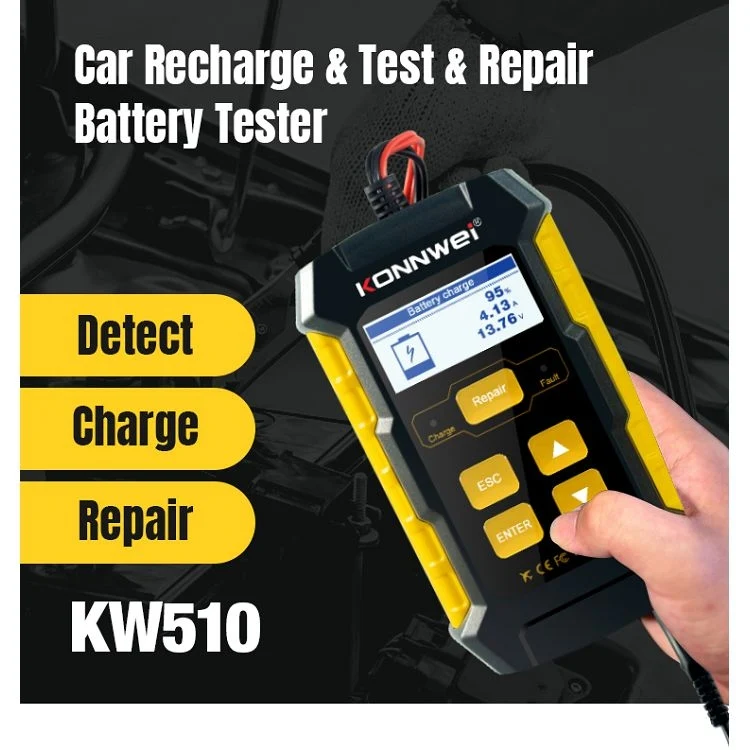 KONNWEI KW510 3 in 1 Car Battery Tester / Charger / Repairer, Support 8 Languages(US Plug) - Image 5