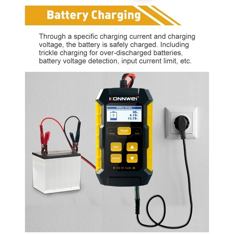 KONNWEI KW510 3 in 1 Car Battery Tester / Charger / Repairer, Support 8 Languages(US Plug) - Image 9