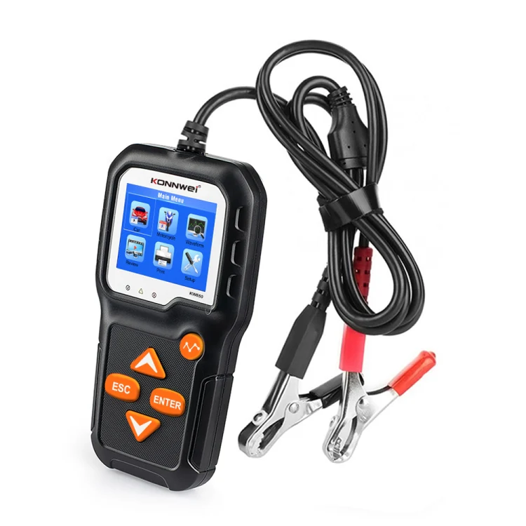 KONNWEI KW650 6V- 12V Car Motorcycle Battery Lawn Mower Detector with 2.4 inch Color Display & Waveform Graph - Image 2
