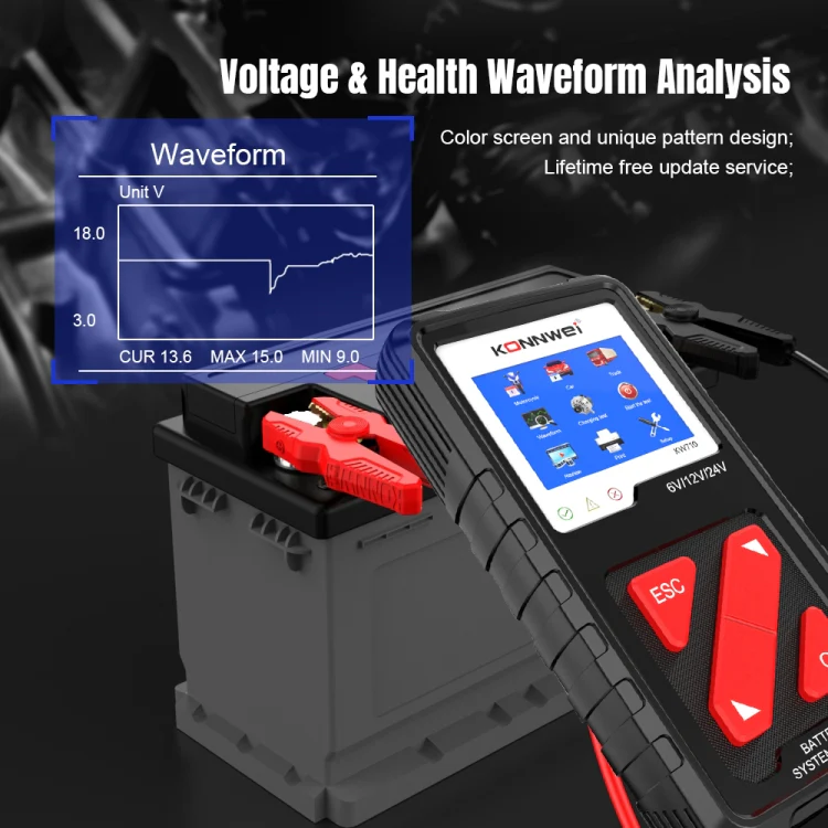 KONNWEI KW710 Car 3.2 inch 6V-24V Lead-acid Battery Tester Support 13 Languages - Image 4