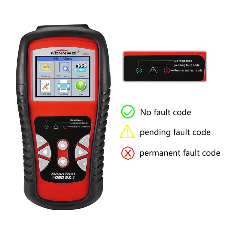 KONNWEI KW830 OBDII / CAN Car Auto Diagnostic Scan Tools Auto Scan Adapter Scan Tool Supports 8 Languages and 6 Protocols (Can Also Detect Battery and Voltage, Only Detect 12V Gasoline Car) - Image 2