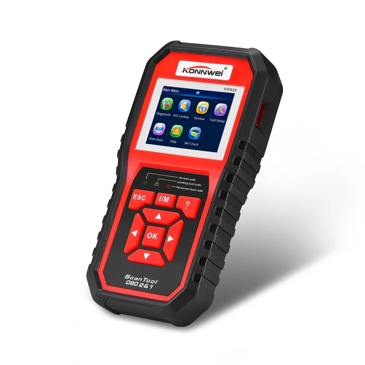 KONNWEI KW850 OBDII / CAN Car Auto Diagnostic Scan Tools Auto Scan Adapter Scan Tool Supports 8 Languages and 6 Protocols (Can Also Detect Battery and Voltage, Only Detect 12V Gasoline Car)