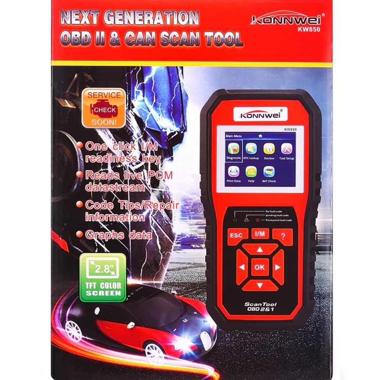 KONNWEI KW850 OBDII / CAN Car Auto Diagnostic Scan Tools Auto Scan Adapter Scan Tool Supports 8 Languages and 6 Protocols (Can Also Detect Battery and Voltage, Only Detect 12V Gasoline Car) - Image 7