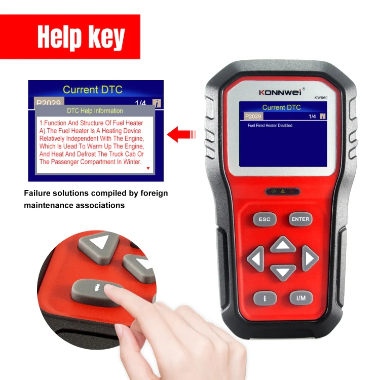 KONNWEI KW860 Car 2.8 inch TFT Color Screen Battery Tester Support 8 Languages / I Key Analysis Function - Image 4