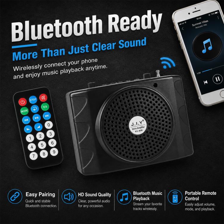 KU-898 Bluetooth Portable Microphone Teaching Voice Amplifier, Plug Type:US Plug(Black) - Image 2