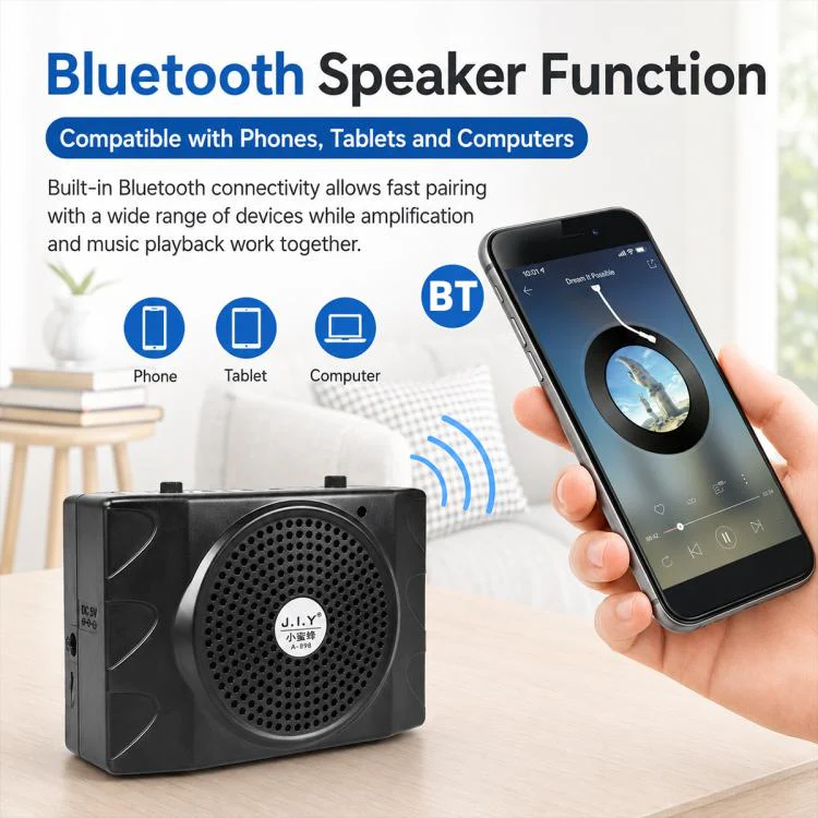 KU-898 Bluetooth Portable Microphone Teaching Voice Amplifier, Plug Type:US Plug(Grey) - Image 3