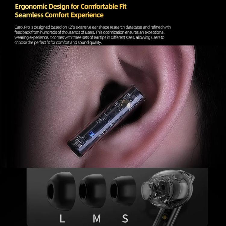 KZ-Carol Pro ANC Noise Reduction Bluetooth Earphones(Black) - Image 12