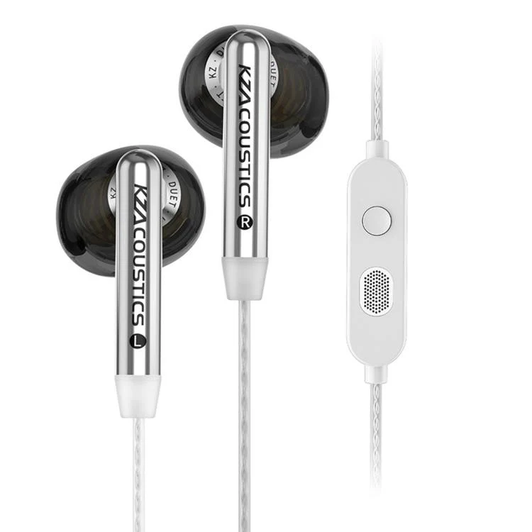 KZ-Duet Quad-core Dual Dynamic Driver 1.2m Wired Earphones, Color: Black With Mic 3.5mm