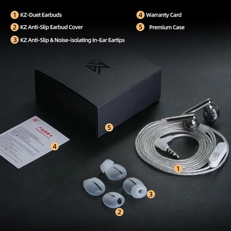 KZ-Duet Quad-core Dual Dynamic Driver 1.2m Wired Earphones, Color: Black With Mic 3.5mm - Image 11