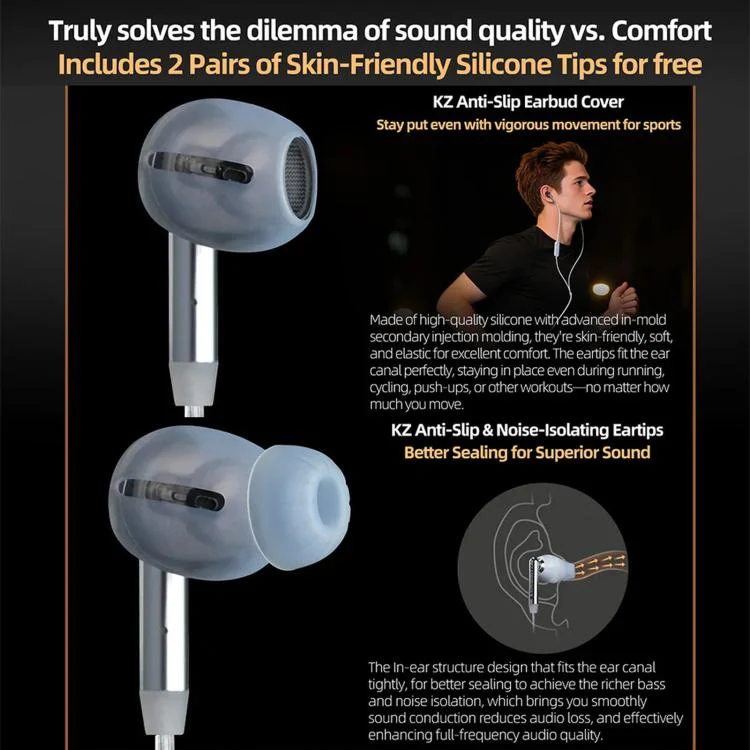 KZ-Duet Quad-core Dual Dynamic Driver 1.2m Wired Earphones, Color: White With Mic 3.5mm - Image 8