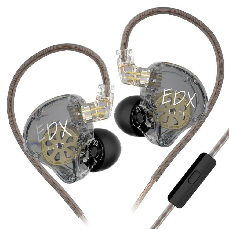 KZ-EDX Lite Internal-Magnet Dynamic Driver 1.2m Wired Earphones Deep Bass Detachable Cable Music Gaming Earbuds, Color: Translucent Gray With Mic