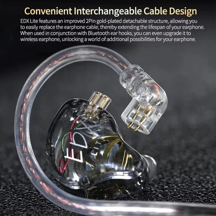 KZ-EDX Lite Internal-Magnet Dynamic Driver 1.2m Wired Earphones Deep Bass Detachable Cable Music Gaming Earbuds, Color: Translucent Gray With Mic - Image 5