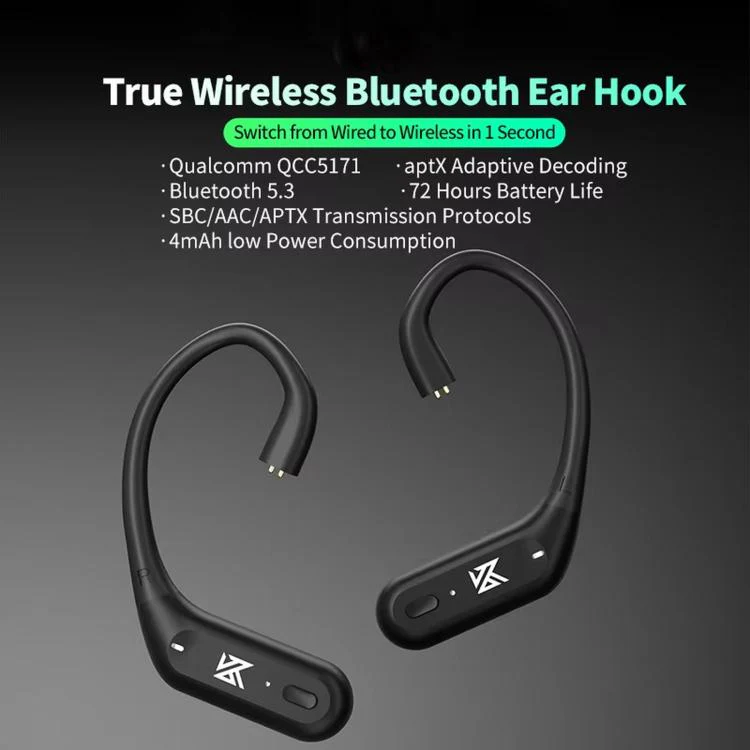 KZ XZ10 Bluetooth 5.3 Wireless Earphones Ear Hooks(Black C Style) - Image 2