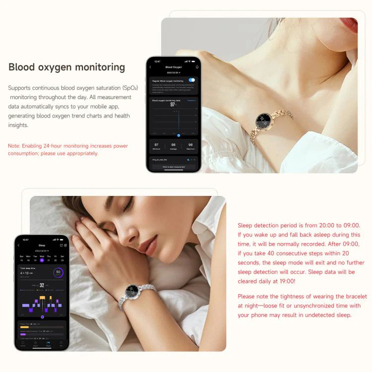 L6 Smart Watch Fashion Bracelet, Support Health Monitoring / Raise To Wake Screen(Rose Gold) - Image 8