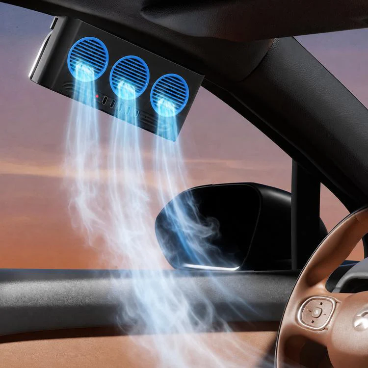 L6189 Solar Powered Car Exhaust Fan With Strobe Warning Light Interior Air Circulation Fan(Black)