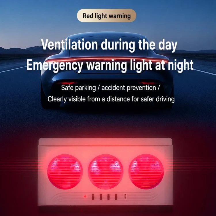 L6189 Solar Powered Car Exhaust Fan With Strobe Warning Light Interior Air Circulation Fan(Black) - Image 3