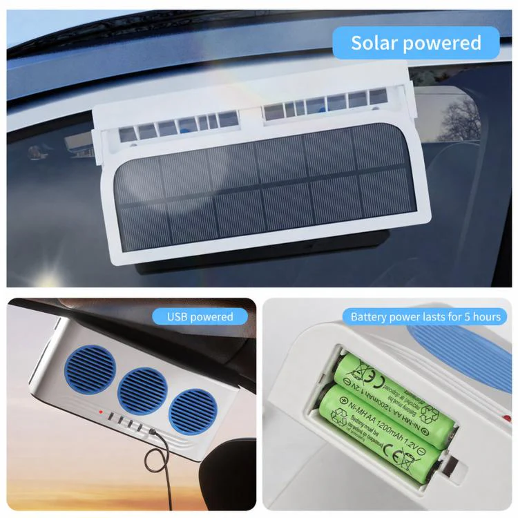 L6189 Solar Powered Car Exhaust Fan With Strobe Warning Light Interior Air Circulation Fan(Black) - Image 8