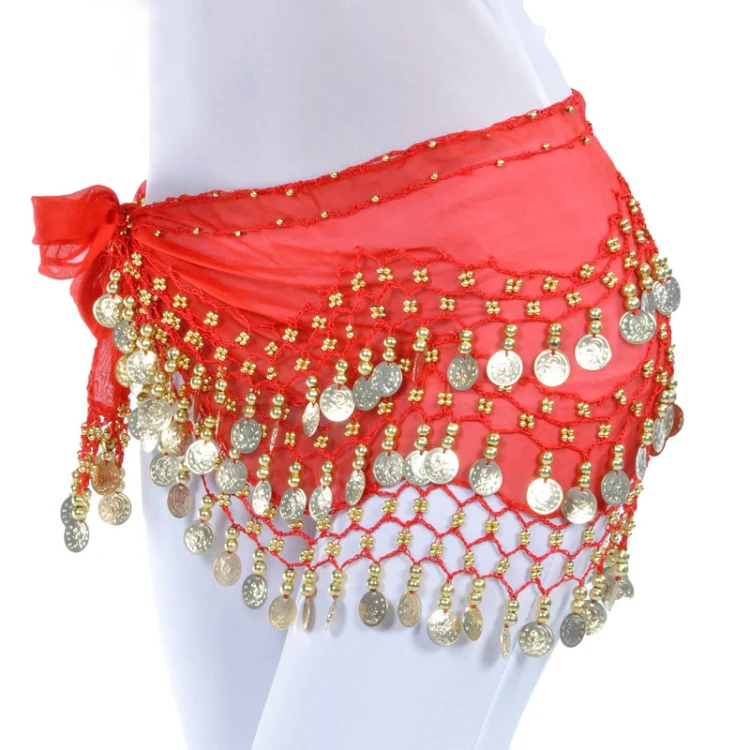 Lady Belly Dance Hip Scarf Accessories 3-Row Belt Skirt Bellydance Waist Chain Wrap Adult Dance Wear(Purple) - Image 4