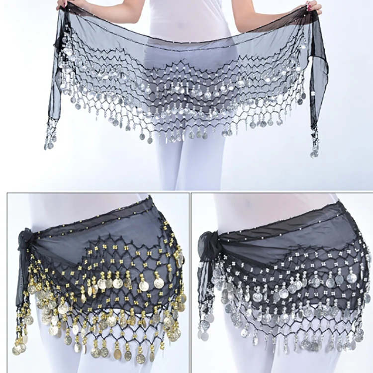 Lady Belly Dance Hip Scarf Accessories 3-Row Belt Skirt Bellydance Waist Chain Wrap Adult Dance Wear(Purple) - Image 7