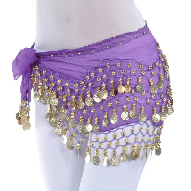 Lady Belly Dance Hip Scarf Accessories 3-Row Belt Skirt Bellydance Waist Chain Wrap Adult Dance Wear(Yellow) - Image 5