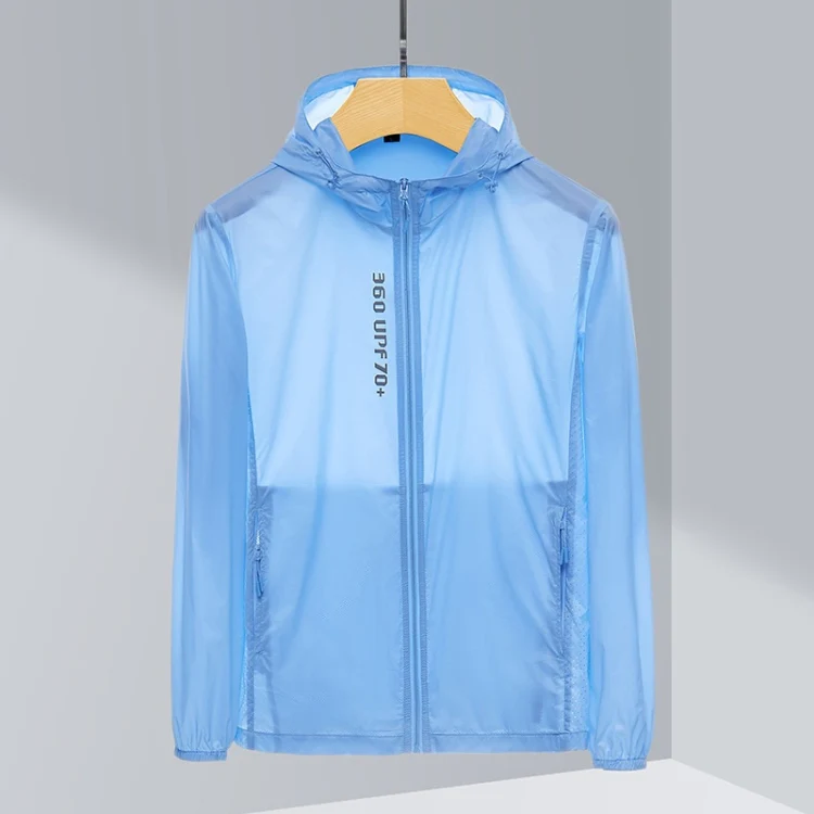 Ladys Outdoor UV Proof Breathable Lightweight UPF 70+ Couples Sun Proof Clothes (Color:Light Blue Size:XXXL)