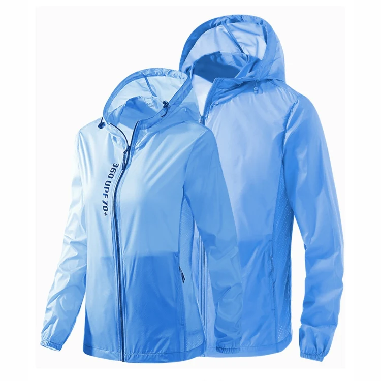 Ladys Outdoor UV Proof Breathable Lightweight UPF 70+ Couples Sun Proof Clothes (Color:Light Blue Size:XXXL) - Image 2