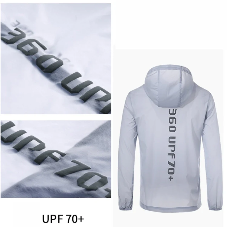Ladys Outdoor UV Proof Breathable Lightweight UPF 70+ Couples Sun Proof Clothes (Color:Light Grey Size:XL) - Image 3