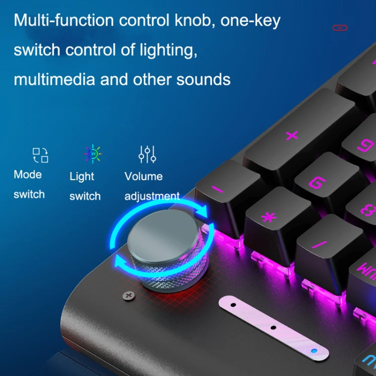LANGTU K1000 104 Keys Luminous Wired Keyboard, Cable Length: 1.5m(Black Black Shaft Mixed Light) - Image 7