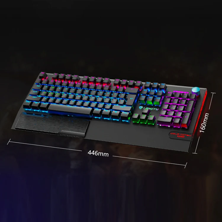 LANGTU K1000 104 Keys Wired Keyboard, Cable Length: 1.5m(Black Blue Green Shaft Ice Blue Light) - Image 3
