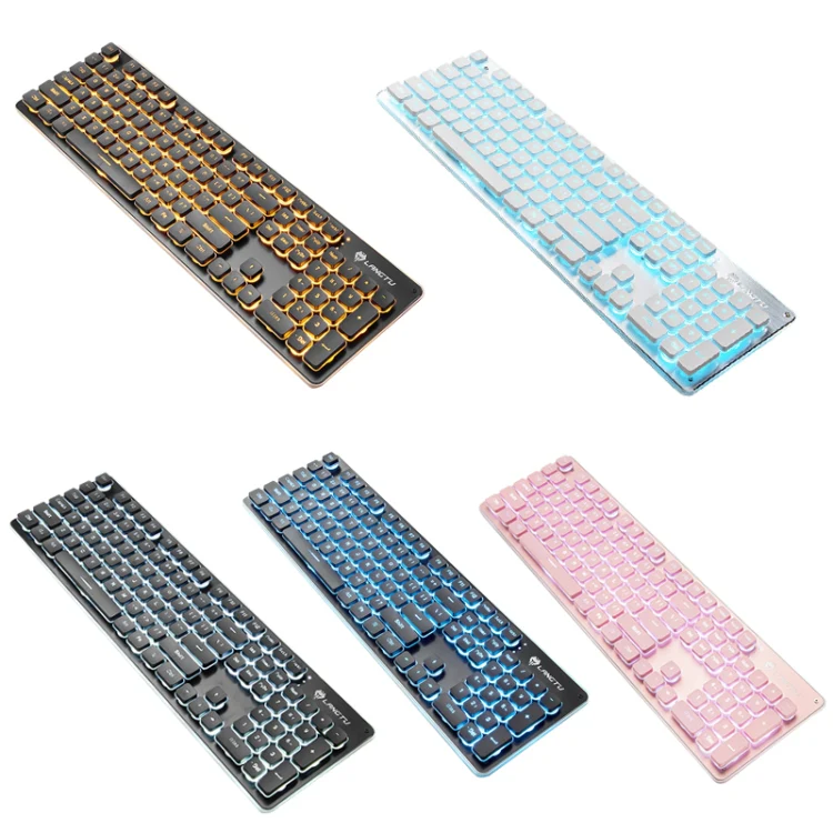 LANGTU L1 104 Keys USB Home Office Film Luminous Wired Keyboard, Cable Length:1.6m(Ice Blue Light Silver White) - Image 2