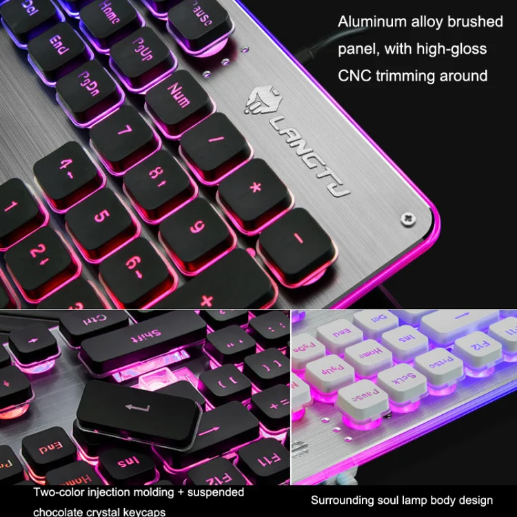 LANGTU L1 104 Keys USB Home Office Film Luminous Wired Keyboard, Cable Length:1.6m(Orange Light Black) - Image 7