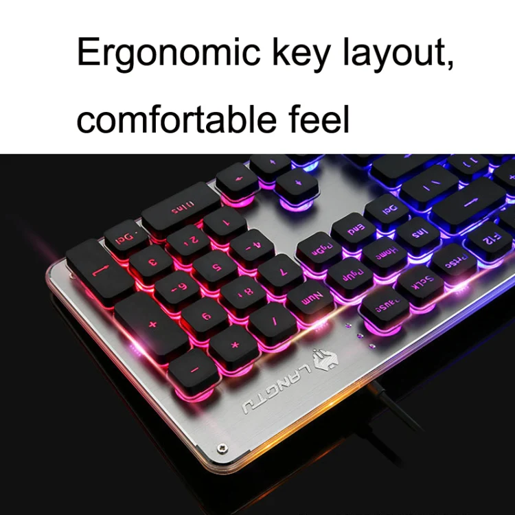 LANGTU L1 104 Keys USB Home Office Film Luminous Wired Keyboard, Cable Length:1.6m(White Light Pink) - Image 6
