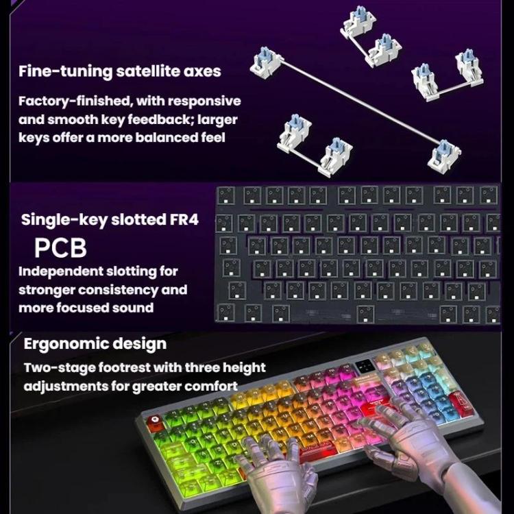 LANGTU T98 Bluetooth / Wireless / Wired Triple-Mode Mechanical Keyboard Hot-Swappable Full N-Key Rollover Gaming Keyboard, Style: Nitro Player Blue Switch 5000mAh - Image 11