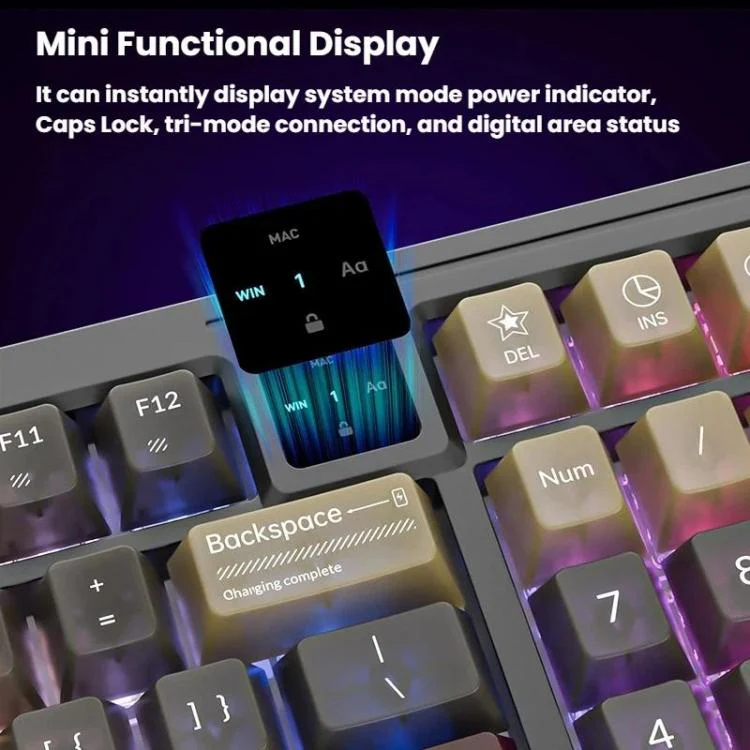 LANGTU T98 Bluetooth / Wireless / Wired Triple-Mode Mechanical Keyboard Hot-Swappable Full N-Key Rollover Gaming Keyboard, Style: Red Pupil Hacker Glass Soul Switch 10000mAh - Image 7