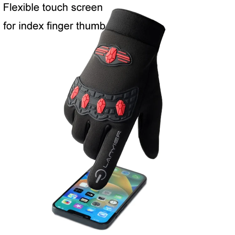 LANYIER Fall Winter Men Outdoor Motorcycle Gloves Riding Warm Windproof Anti-Slip Waterproof Touch Screen Gloves, Size: Average(Blue) - Image 5
