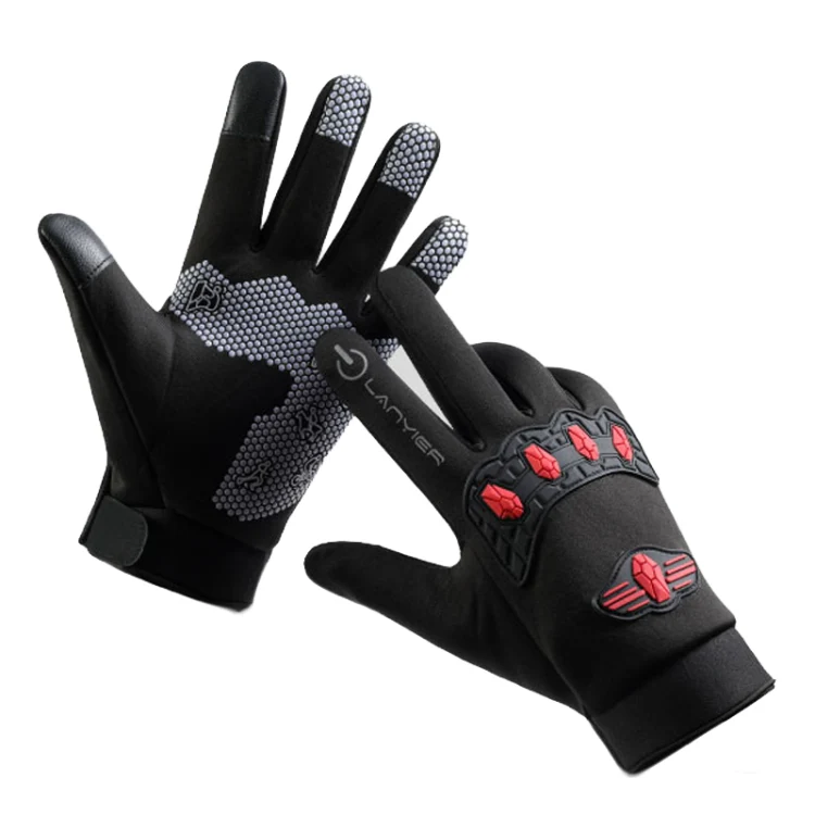 LANYIER Fall Winter Men Outdoor Motorcycle Gloves Riding Warm Windproof Anti-Slip Waterproof Touch Screen Gloves, Size: Average(Gray) - Image 3