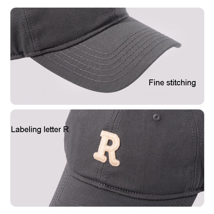 Large Cap Size Duck Tongue Hat R Labeled Letter Soft Top Baseball Caps(Coffee Color) - Image 2