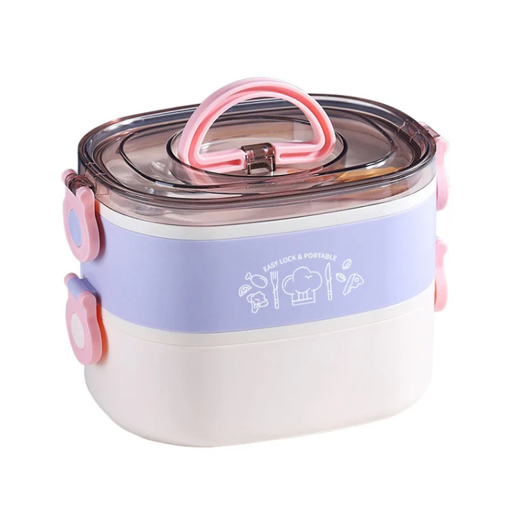 Large Capacity Oval Divided Portable Office Insulation Lunch Box, Specification: 1.2L (Stainless Purple)