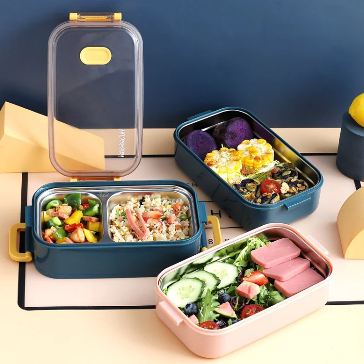 Large Capacity Refillable 304 Stainless Steel Insulated Lunch Box, Specification: 1.6L (Blue) - Image 2